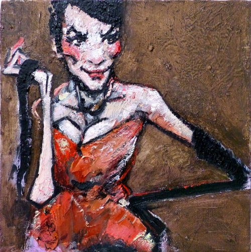 catherine haro, peinture à l'huile, gant noir, portrait